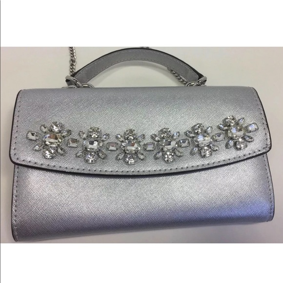 Michael Kors Ava Jeweled Large Phone Clutch  Chain - Picture 5 of 6